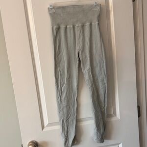 FP Movement by Free People High-Waist Ribbed Waistband Leggings - Light Sage